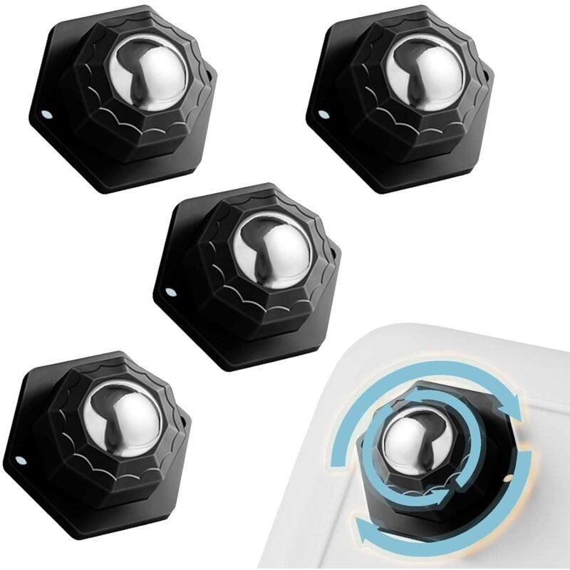 4 pcs Small Furniture Casters, Furniture Caster Black 200Kg, Flat Furniture Casters 360 ROtating Mobile Pulley