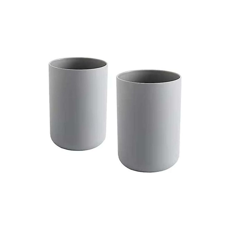 2 pcs Toothbrush Cups, Bathroom Toothbrush Holder, Mug, Plastic Cup 300Ml (Grey & Grey)