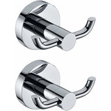 2 Pack Modern Polished Chrome Wall Hooks Solid Brass Double Towel Bar Bathroom Toilet Hat Clothes Wall Hanger Holder