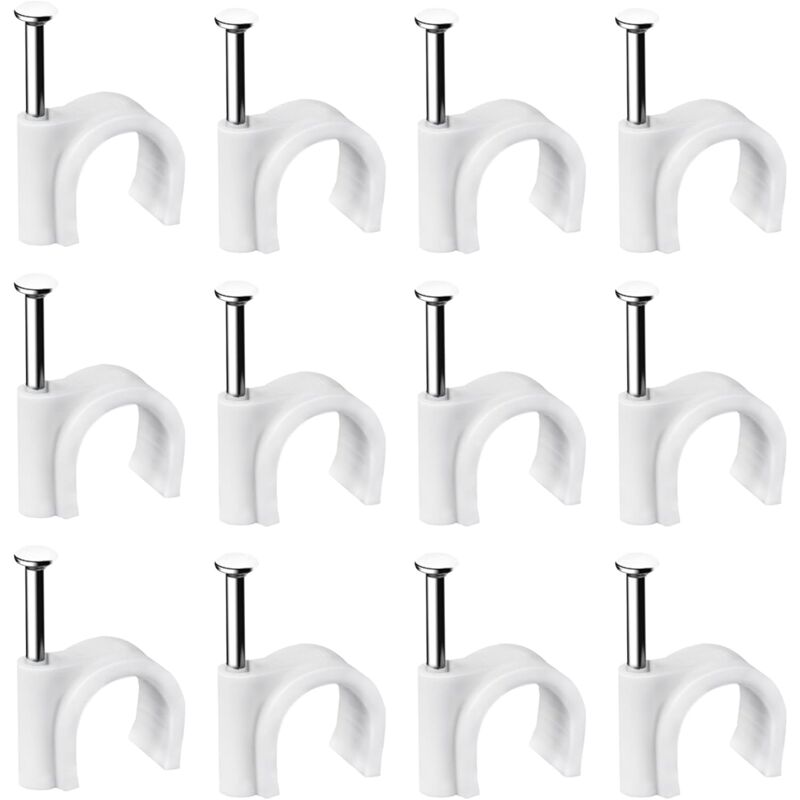 400 pcs Steel Cable Clips Wall Mounted - Various  - Strong - Durable - White - ROund - 400 6Mm - Cable Management