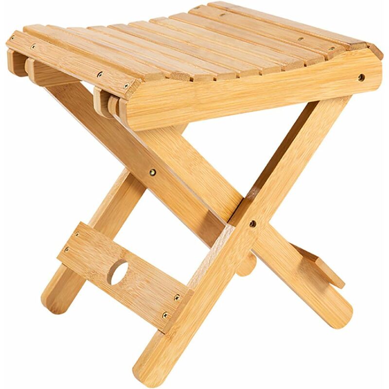 Solid Wood Folding Stool - Portable Stool For Home, Gaming, Fishing, Works In Bedrooms, Garden, Wood, 29X28X26 Cm