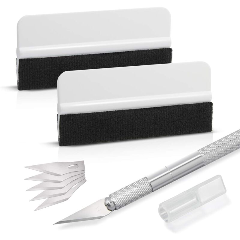 Car Accessories Squeegee Kit, With Felt Squeegee, Hobby Knife For Application Or Scraping With Cutter And Plastic
