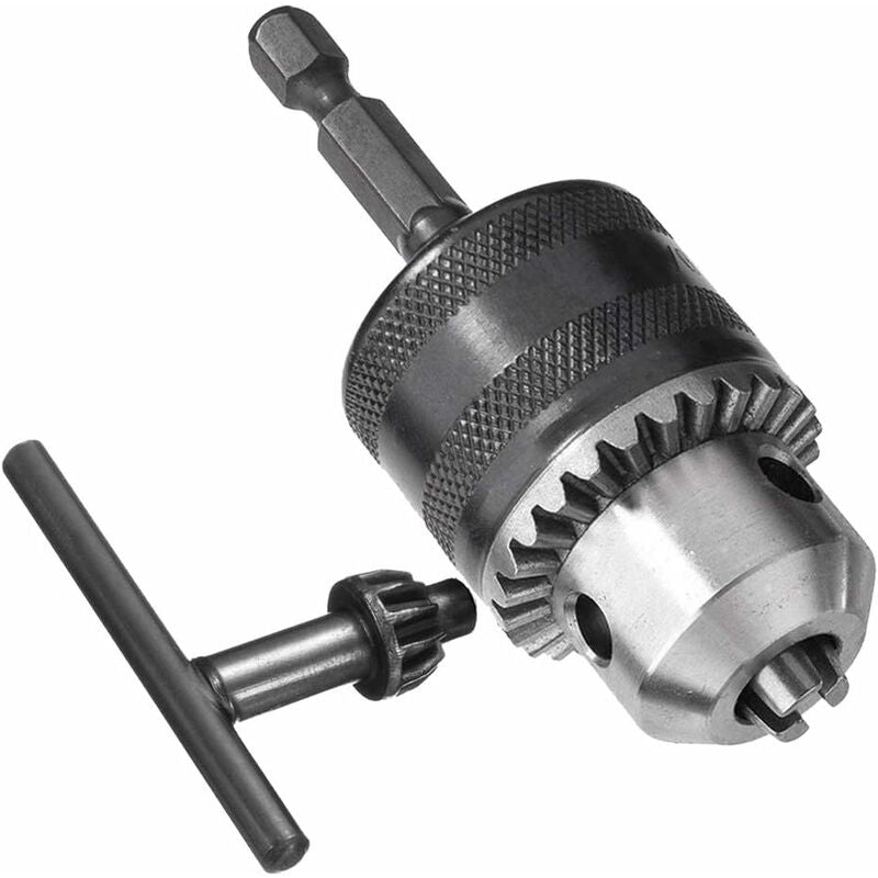 1.5-13Mm 6.35Mm Hex Shank Quick Change Drill Chuck Adapter, 1/2-20Unf Drill Chuck Converter With Chuck Key For Electric