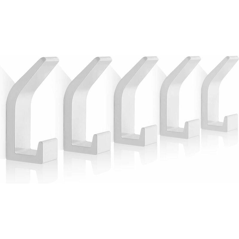 Self Adhesive Hooks Aluminum Wall Hook Waterproof Bathroom Towel And RObe Hooks For Kitchen Bathroom Closets 5 pcs