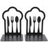 Pair Of Heavy Duty Metal Bookends - Unique Design - For Kitchen, Home, School, Office, Library - Black