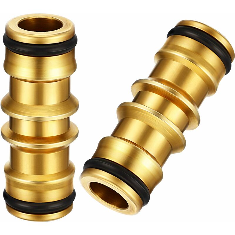 2 Pack Brass Garden Hose Connector For Garden Hose Tap (Double Male Brass Connector)