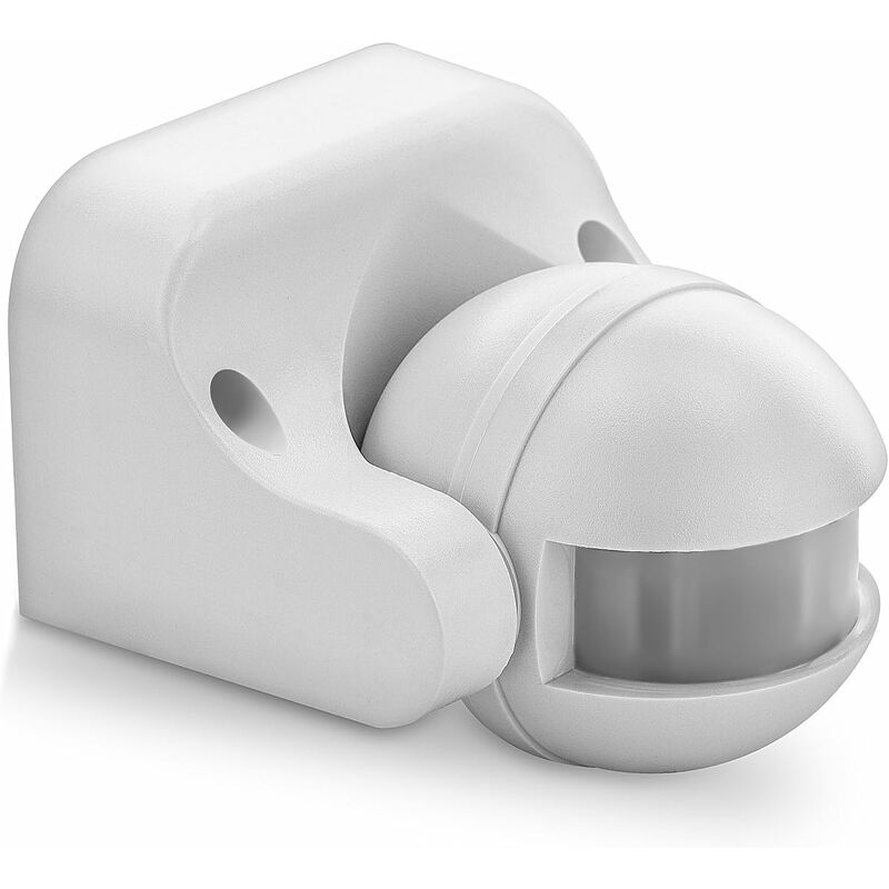 1X Infrared Motion Detector Surface Wall Mount Indoor Outdoor Splashproof 180° Tiltable Working Area 12M Range White