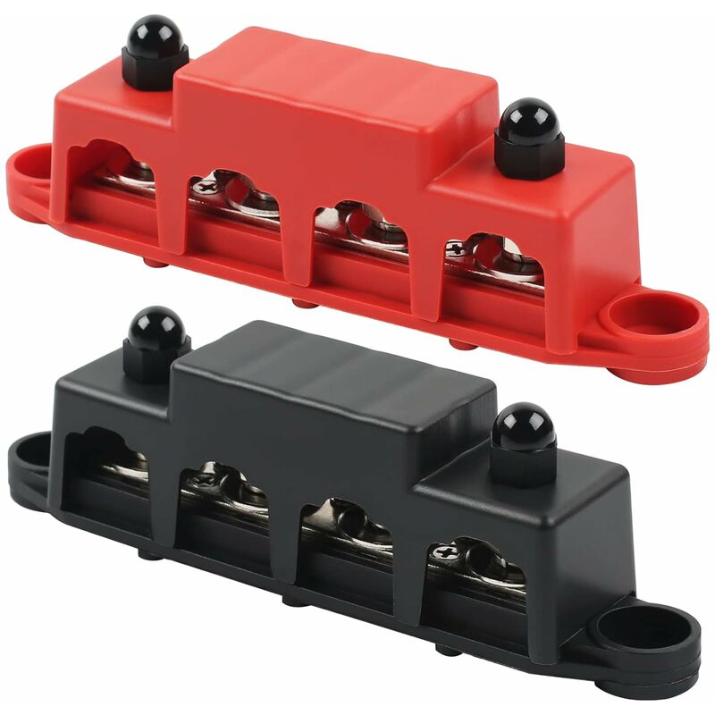 12V,48V Dc,250A Busbar Distribution Block,With 4 M8 Clamp Bolts,Grounding Current For Car Rv Boat Yacht (Red And Black,