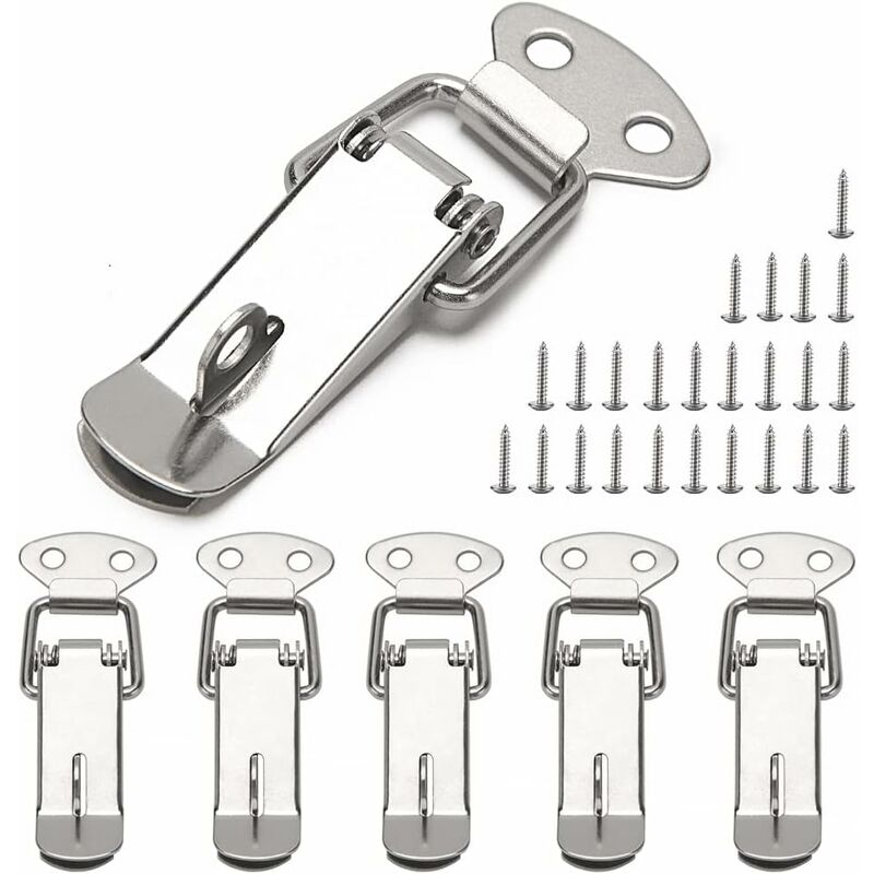 6 pcs Lever Latch Spring Loaded Catch, 72Mm Toggle Spring Loaded Latch With Hook For Cabinet, Box, Drawer, Cupboard,