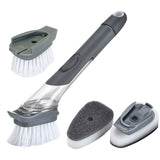 4 Pack Replaceable Brushes Dish Brush Refills, 2 In 1 Sponge And Bristle Brushes For Dish Washing, Easy Cleaning