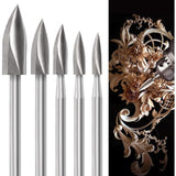 Wood Carving Bit Set For ROtary Tool, 5 Pieces Wood Carving Bits With 1/8 Inch Shank For Diy Woodworking, Engraving,