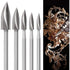 Wood Carving Bit Set For ROtary Tool, 5 Pieces Wood Carving Bits With 1/8 Inch Shank For Diy Woodworking, Engraving,