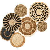 7 pcs Set Handmade Bohemian Wall Hanging Basket Wicker Rattan Wall Decor For Bedroom Dining ROom Office