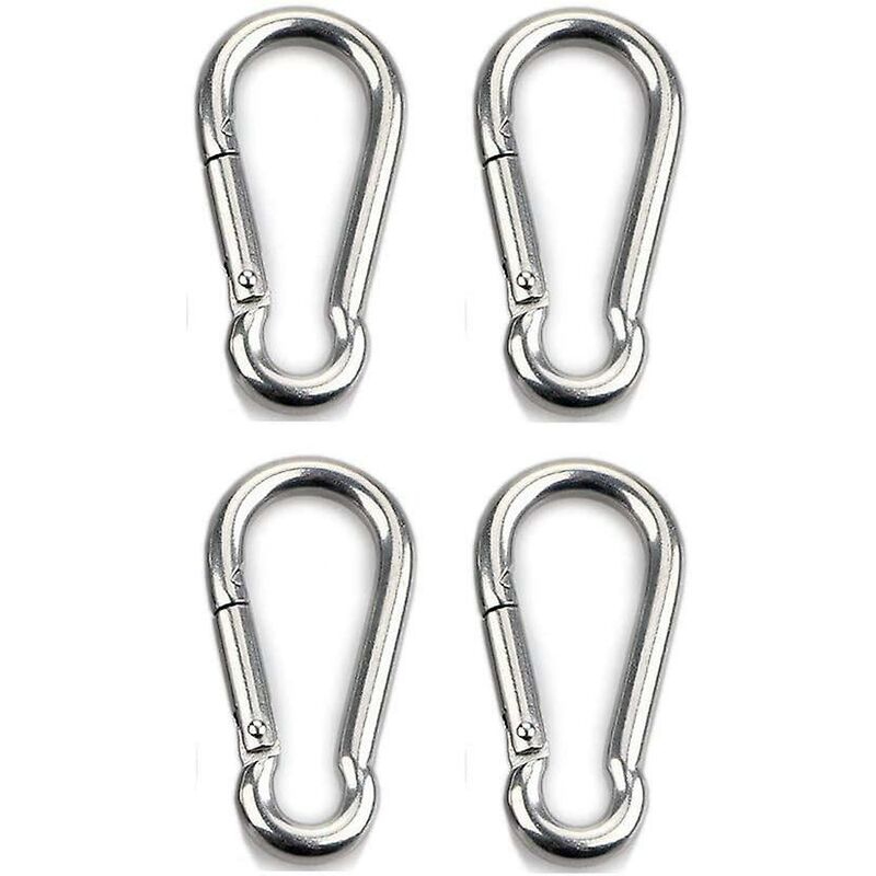 4 pcs Heavy Duty Carabiner Hooks For Sports, Locking Dogs, Hammock Swing, 304 Stainless Steel, 8Mm Thickness