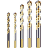 Multi-Material Drill Bit Set With Double Groove Carbide Tip For Tile, Concrete, Brick, Glass, Plastic, Wood, Metal,