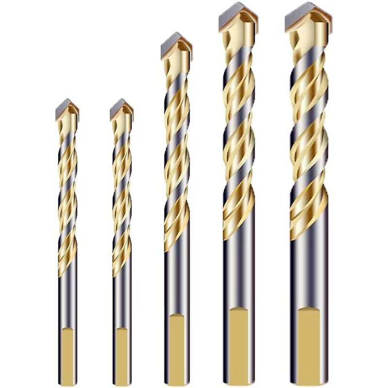 Multi-Material Drill Bit Set With Double Groove Carbide Tip For Tile, Concrete, Brick, Glass, Plastic, Wood, Metal,