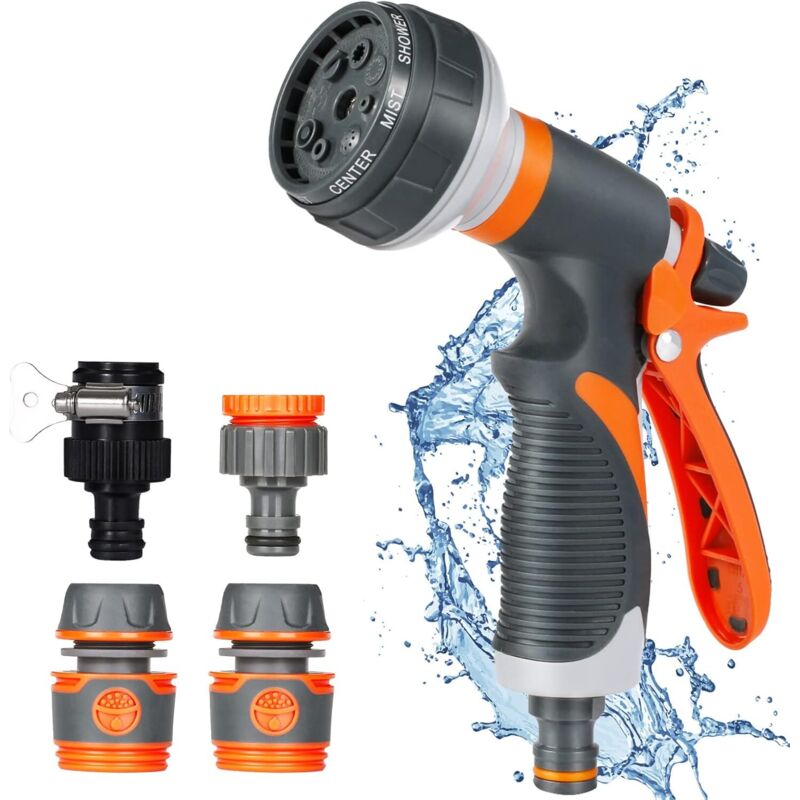 Garden Sprayer, 8 Watering Modes Watering Gun With 4 Interface For Car Washing, Gardens, Plants, Pets