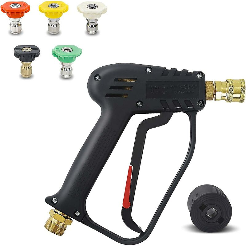 High Pressure Washer Gun, 4000 Psi 280Bar, M22 Interface (14 Mm) Contains Karcher Quick Connector, 5 Water Nozzle Tips