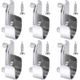6 pcs Oval Wardrobe Rail End Brackets Nickel Plated Silver Wardrobe ROd Holder 15Mm Wardrobe Flange Rail Brackets And 6