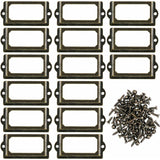 15 pcs Metal Label Holders With Screws For Desk Bookshelf Bookcase Shelves Bronze Size 70 X 33Mm
