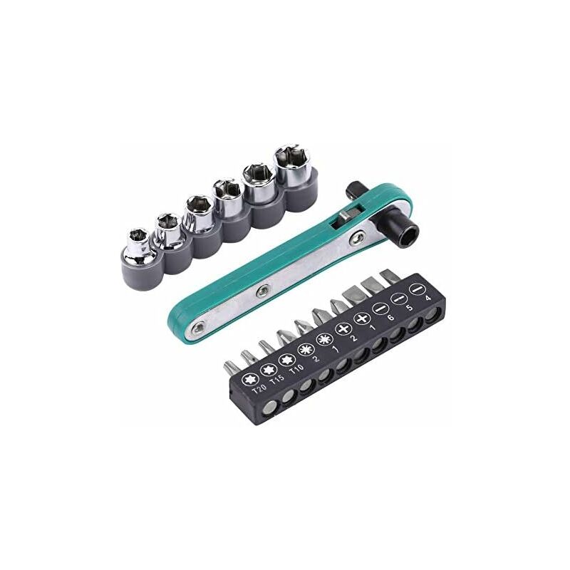 1/4" Ratcheting Angled Screwdriver Set With Right Angle Hexagon Screwdriver Bit And Sockets