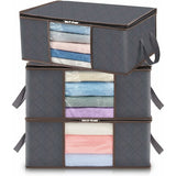 3 Pack 35L Clothes Storage Bag, Foldable Underbed Storage Box, Quilt Storage Cover Closet Organizer, Clear Window In