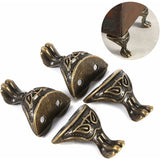 4 pcs Antique Brass Jewelry Box Wooden Case Decorative Feet Legs Chest Corner Protector