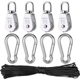 Parts Stainless Steel Pulley, Single Lifting Pulley With ROpe For ROpes Camping Hiking