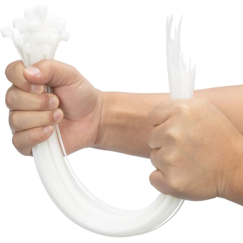 100 Pieces White Large Cable Ties, Extra Long 400Mm X 9Mm Cable Tie Nylon Uv Resistant, 80 Kgs Heavy Duty Cable Ties