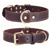 Premium Genuine Leather Dog Collar/Durable Real Leather Adjustable Collars For Male Female （size: L）