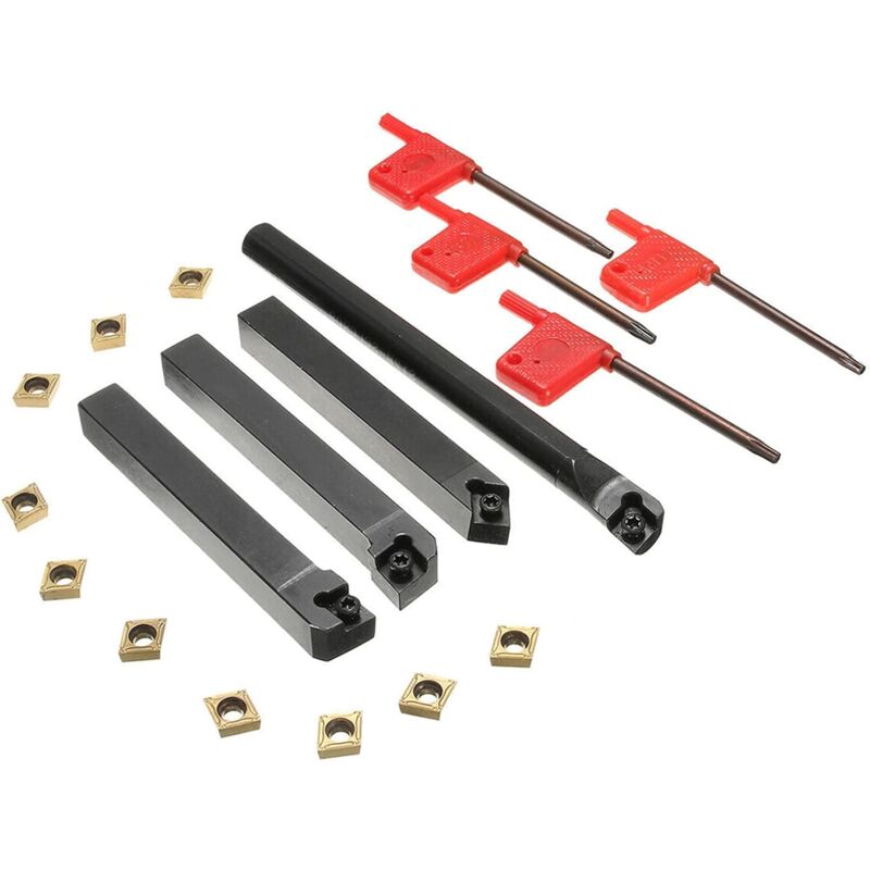 4 pcs Turning Tool Holder + Ccmt09T304 Carbide Inserts + T15 Wrench