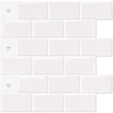 10 pcs White Subway Tiles Self Adhesive Kitchen Bathroom Backsplash 3D Vinyl Brick Adhesive Paper 30X30Cm