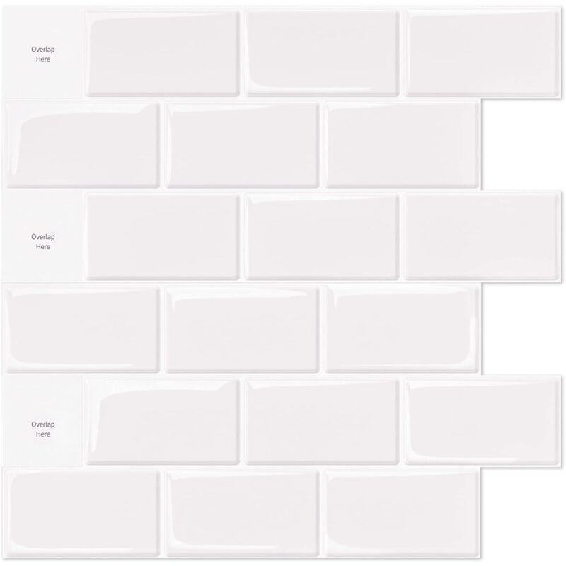 10 pcs White Subway Tiles Self Adhesive Kitchen Bathroom Backsplash 3D Vinyl Brick Adhesive Paper 30X30Cm
