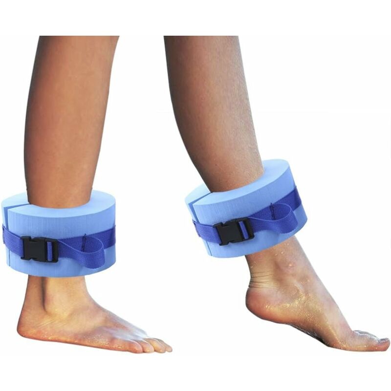 Foam Swimming Armbands, Water Aerobics Float Ring, Ankle Arm Belts With Quick Release Buckle 2 Pack, Blue