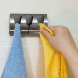 Adhesive Bathroom Towel Holder, Kitchen Towel Rack With 3 Brushed Stainless Steel Hooks, 10 Kg