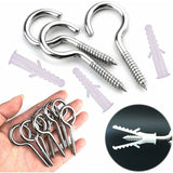 10 pcs Eyebolts, Eye Screws, Stainless Steel Screw Hooks, With 10 pcs Dowels Kit, 5 65Mm, For Chandeliers, Crafts