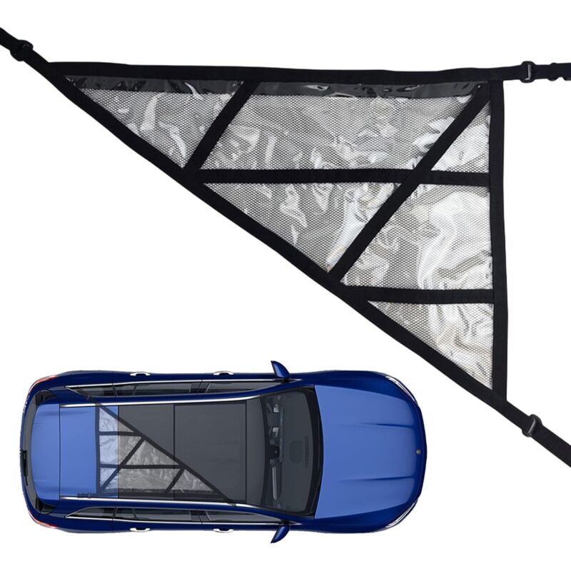 Ceiling Cargo Net - Triangle Car Ceiling Cargo Net Pocket Storage Net - Adjustable Double Layer Mesh ROof Organizer