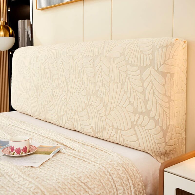 Stretch Headboard Cover For Queen And King Size Bed, Curved Dustproof Protector Slipcover For Bedroom Decor (Champagne,