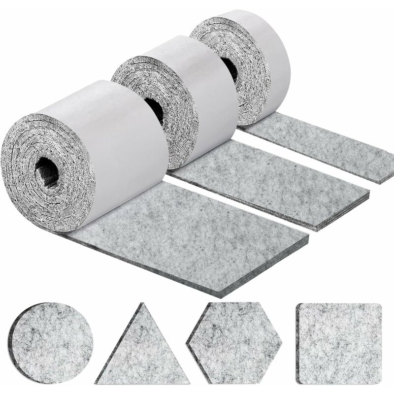 Self-Adhesive Furniture Pads, Furniture Chair Pads 3 ROlls (100 10Cm+100 5Cm+100 2Cm), Chair Pad 4Mm-Thick Felt Pad