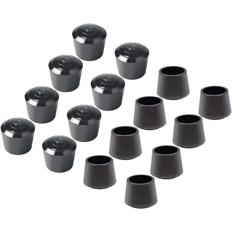 16 Pack Chair Leg Caps, Chair Leg Cap Rubber Chair Leg Protection End Caps, Inner Diameter - 7/8 Inch / 22 Mm, Black