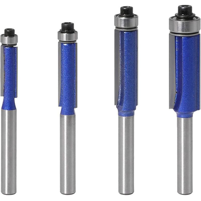 4Pc Flush Trim ROuter Bit Set - 6Mm Shank - Ball Bearings - Grooving ROuter Bit - Wood ROuter Bit - Grooving ROuter Bit