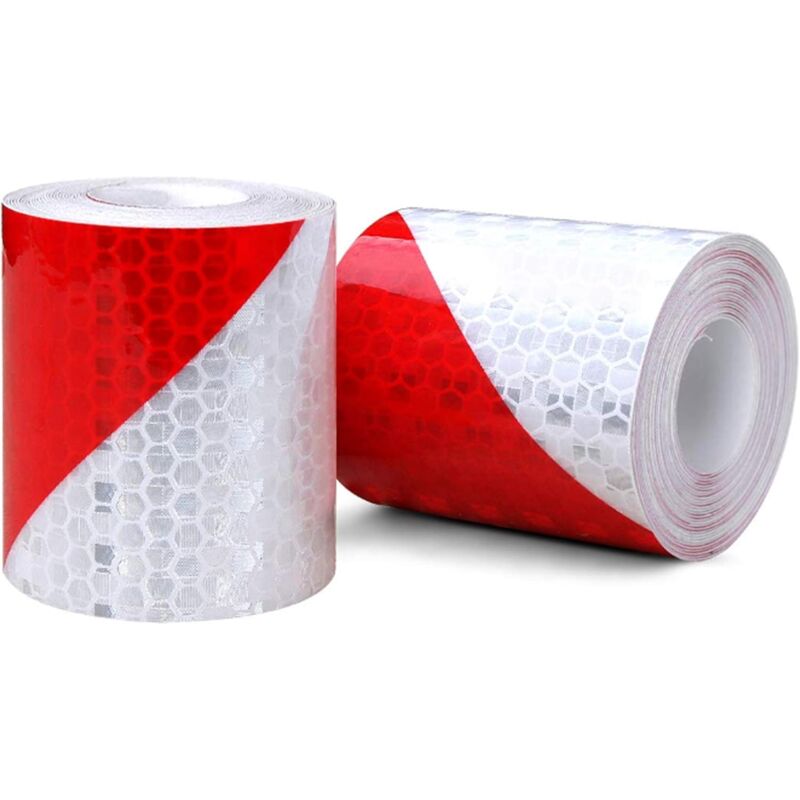 2 pcs Reflective Tape Safety Warning Reflective Sticker Film White Red, Fluorescent Safety Tape Sticker For Night