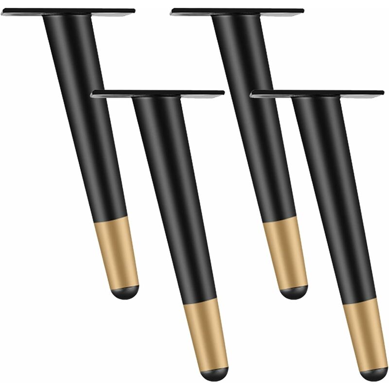 4 pcs Set Furniture Legs 10Cm Metal Table Chair Legs With Non-Slip Silent Base Black+Gold