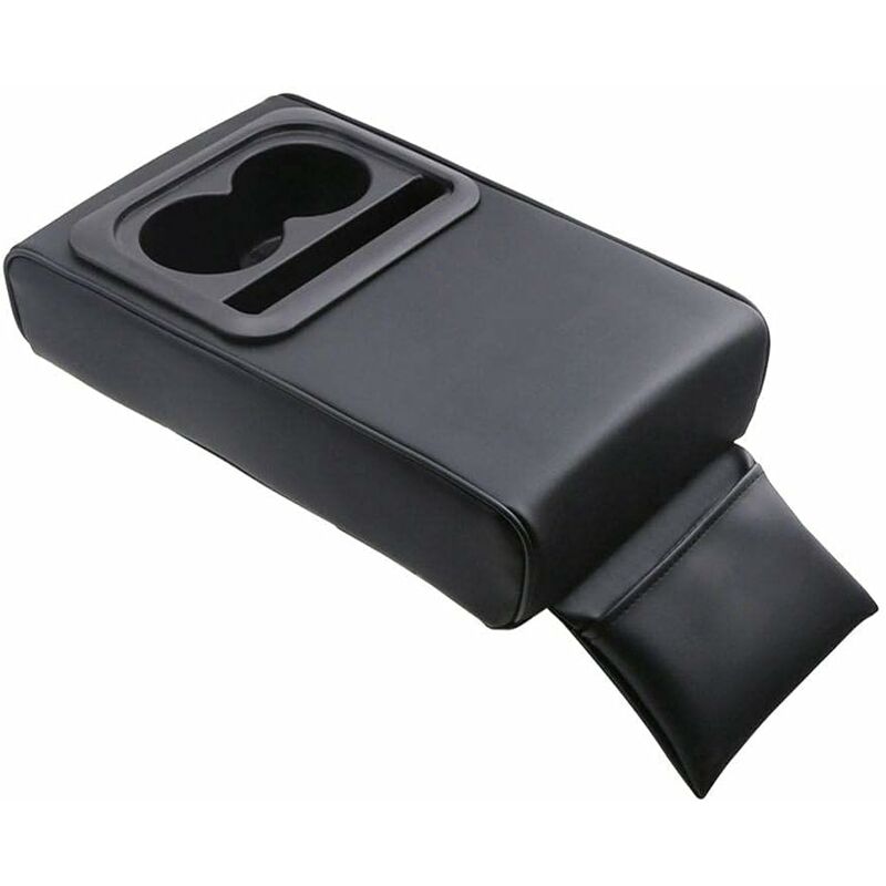 Car Armrest Cushion, Universal Car Center Console Armrest Pillow Pu Leather Memory Foam With Cup Holders And Storage