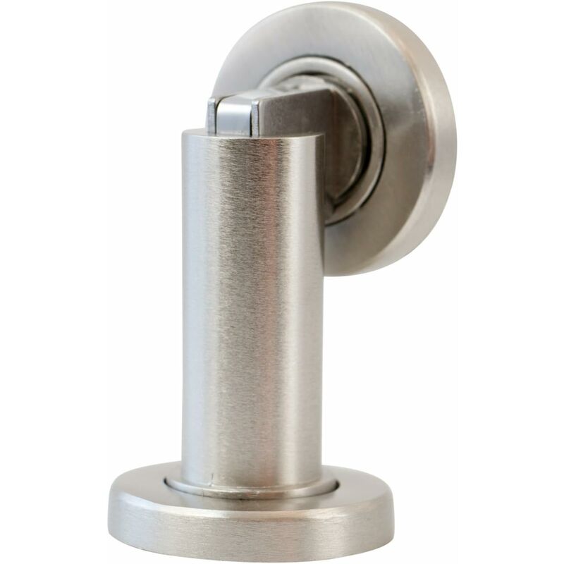 Magnetic Door Stop Ms010 In Stainless Steel Look - Door Stop With Floor And Wall Mounting Hardware - Magnetic Door Stop