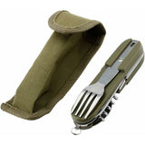 Stainless Steel Folding Tableware Set For Outdoor Camping - 7-In-1 Multi-Function Tool, Removable