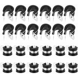 24 pcs 10Mm Stainless Steel Hose Clamps P-Clips Tube Fastener Clips With Rubber Coating For Automotive Electrical Tube