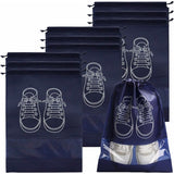Travel Shoe Bag, Waterproof Dustproof Fleece Shoe Bag Set With Clear Window And Drawstring (3244Cm) -10 pcs-Navy Blue
