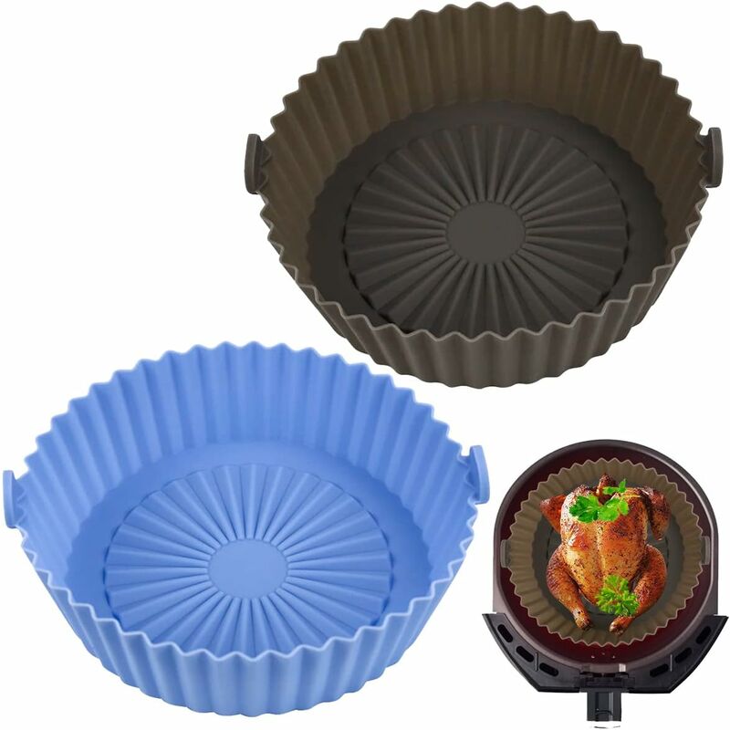 2 pcs Silicone Basket Air Fryer Accessories, Reusable Silicone Basket 16X14Cm For Airfryer, Microwave, Cake Pan,