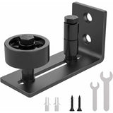 Heavy Duty Sliding Barn Door Track, 8 In 1 Black Carbon Steel Stop, Flush Bottom Design, Floor And Door Panels,